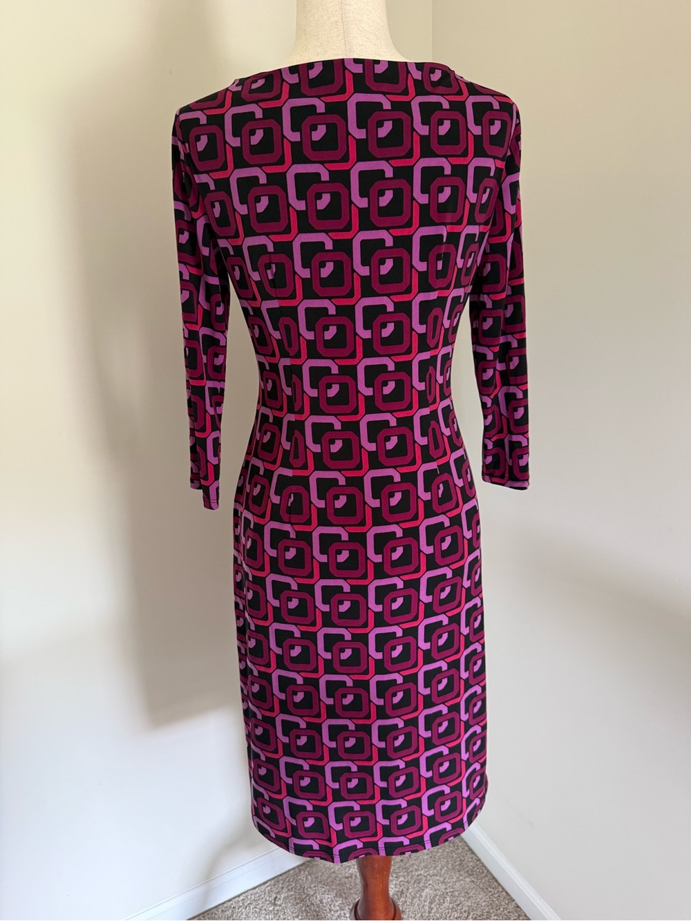 Kasper Purple Geometric Cowl-Neck Midi Dress - Picture 4 of 7